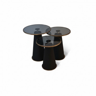 Modern Set vu schwaarzen Niewendëscher 3x Luxus Wunnzëmmer Couchtischen Nei