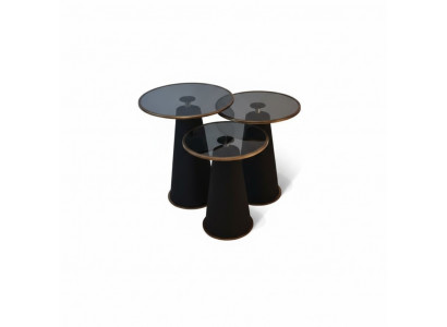 Modern Set vu schwaarzen Niewendëscher 3x Luxus Wunnzëmmer Couchtischen Nei