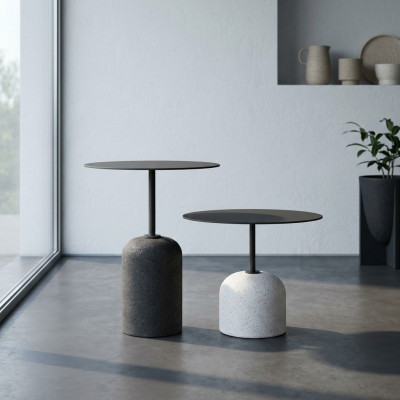 Schwaarz-wäiss Couchdësch Garnitur Luxus 2x Réng Designer Säitendëscher Dësch