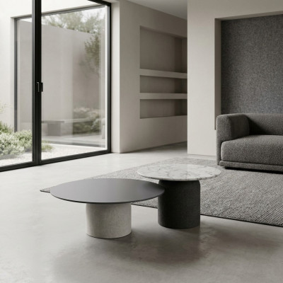 Designer groet Couchtisch Set Luxus 2x Dëscher Rond Beistelltëscher Nei