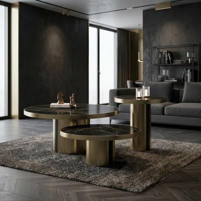 Luxus Couchtisch Set 3x Ronndëscher Modern Wunnzëmmer Niewendëscher Nei