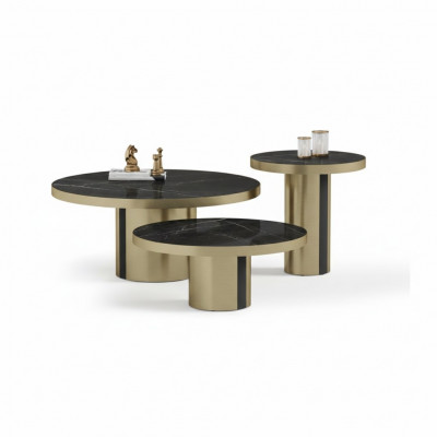 Luxus Couchtisch Set 3x Ronndëscher Modern Wunnzëmmer Niewendëscher Nei