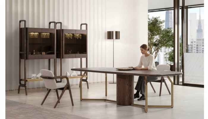 Luxus Villa Miwwelen Iessgarnitur Iesszëmmer Komplett Dësch 4x Stull Kommode 7 Stéck