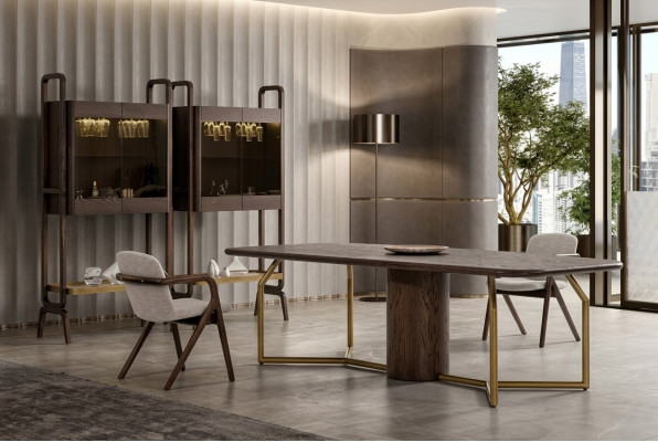 Luxus Villa Miwwelen Iessgarnitur Iesszëmmer Komplett Dësch 4x Stull Kommode 7 Stéck