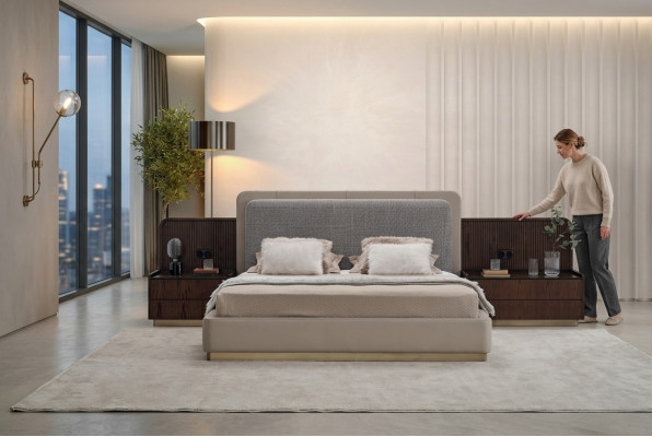 Schlofkummer Set Luxus Komplett Bett +2x Nuetsschränker 3tlg Modern Set