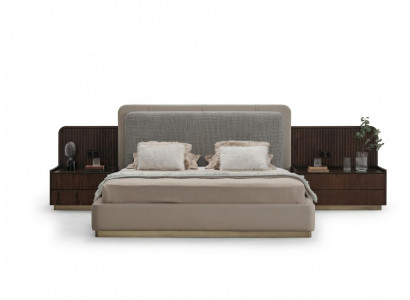 Schlofkummer Set Luxus Komplett Bett +2x Nuetsschränker 3tlg Modern Set