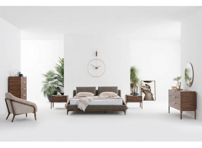 Schlofzëmmer Komplett Set Bett 2x Nuetsdëscher Kommode Schaf Modern