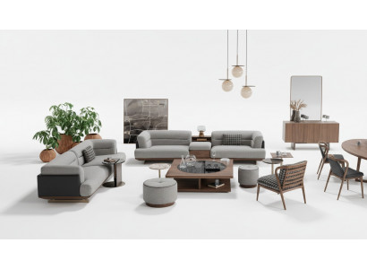 Luxus Wunnzëmmer Set Sofa mat Fotell Modernen Design Sofagarnitur 6tlg