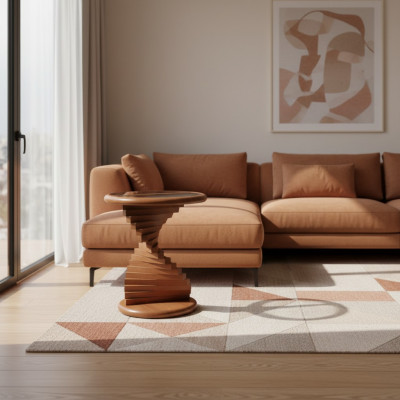 Schéinen Beistalltisch Wohnzimmer Modernt Design Holz Trapentisch
