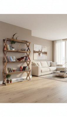 Bicherdéif Modernt Holz Regal Schaf Büro Designer Ariichtung Regaler