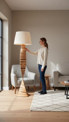 Luxus Stehlampe Wunnzëmmer Modernen Design Holz Steelutcht Luuchten