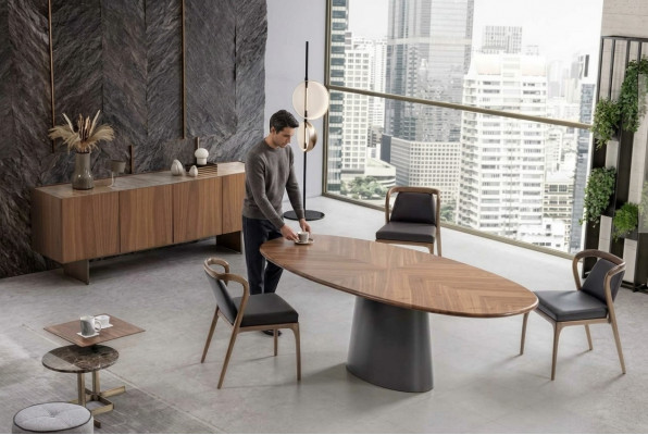 Luxus Iesszëmmer Set Iessdësch mat Moderne Designe 6x Still mat 2x Miwwelmaschéieren
