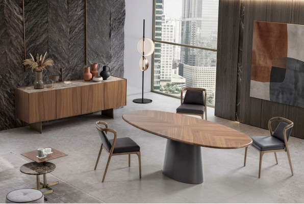 Luxus Iesszëmmer Set Iessdësch mat Moderne Designe 6x Still mat 2x Miwwelmaschéieren