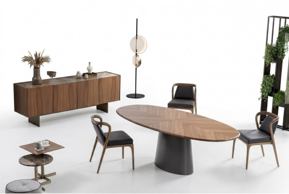 Luxus Iesszëmmer Set Iessdësch mat Moderne Designe 6x Still mat 2x Miwwelmaschéieren