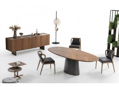 Luxus Iesszëmmer Set Iessdësch mat Moderne Designe 6x Still mat 2x Miwwelmaschéieren