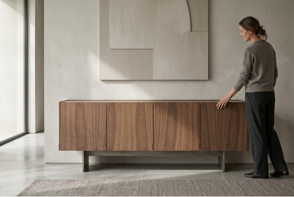 Design-Konsole Wunnzëmmer Holz Luxus-Konsolen Braun Kommode Sideboard