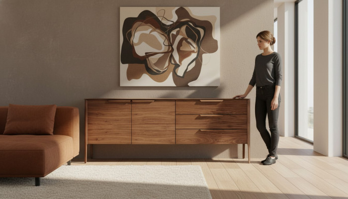 Sideboard Design Beige Luxus Iesszëmmer Set Kommode mat Holz Sideboards