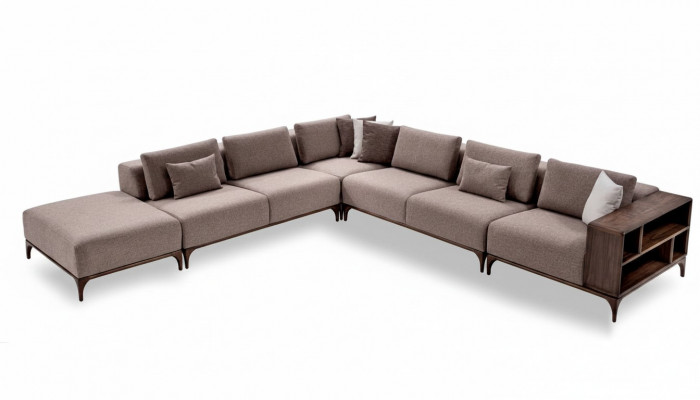 Wunnzëmmer Ecksofa L-Form Holz Modernen Luxus Design Eckgarnitur Eckcouch