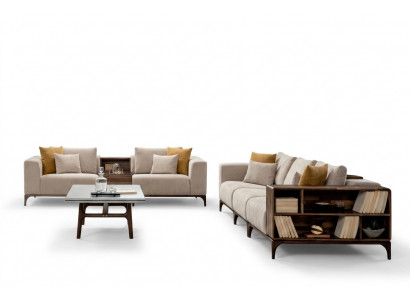 Luxus 4-Deel Wunnzëmmer Set Sofa 3+2+1 Plazen mat Kaffisdësch am Moderne Design