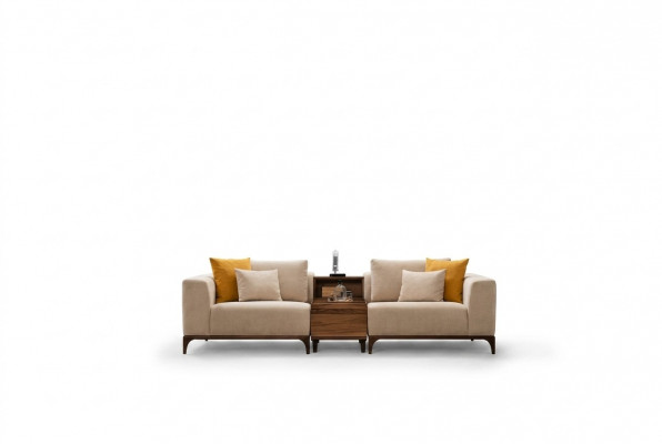Luxus Wunnzëmmer Sofa Modernen Design Holz mat Textilien Zweisëtzer