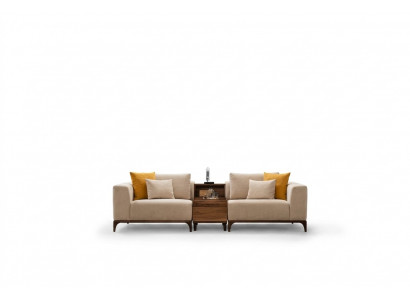 Luxus Wunnzëmmer Sofa Modernen Design Holz mat Textilien Zweisëtzer