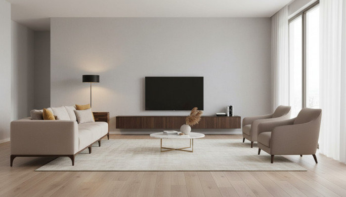 Luxus Wunnzëmmer Sofa Modernen Design Holz mat Textilien Dräsëtzer