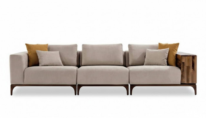 Luxus Wunnzëmmer Sofa Modernen Design Holz mat Textilien Dräsëtzer
