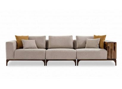 Luxus Wunnzëmmer Sofa Modernen Design Holz mat Textilien Dräsëtzer