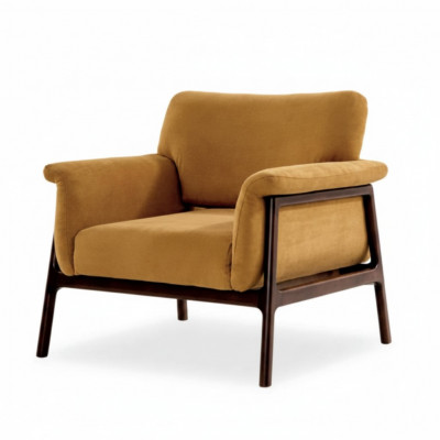 Seessel Fir Wunnzëmmer Luxus Modernen Design Holz mat Textil Lounge Club