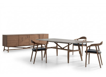 Moderne 6-Stéck Iesszëmmer Set Dësch 4x Still mat Anrichte Iessgarnitur Grupp