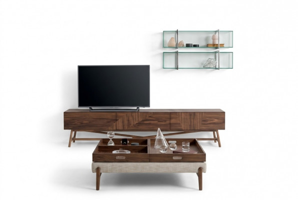Wunnzëmmer TV-Stänner mat 2x Wandregal Luxus Design Sideboard Wunnwand