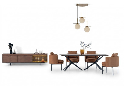Iesszëmmer Modernen Set Dësch 4x Stull Kommode Luxus Designer Set