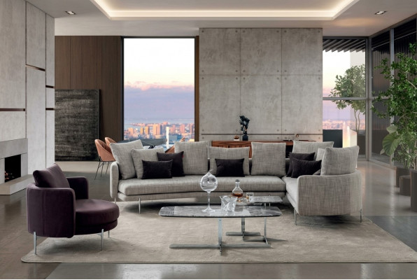 Wunnzëmmer Set 4+3+1 Sëtzer modern 3tlg Sofagarnitur Sëtzkëssen Miwwelen