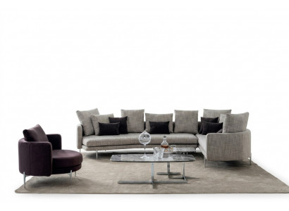 Wunnzëmmer Set 4+3+1 Sëtzer modern 3tlg Sofagarnitur Sëtzkëssen Miwwelen