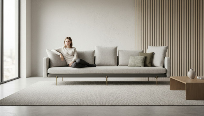 Luxus Sofa Gro Faarf Wunnzëmmer Polster Textil 5 Sëtzer Canapé Fënnef-Sëtzer