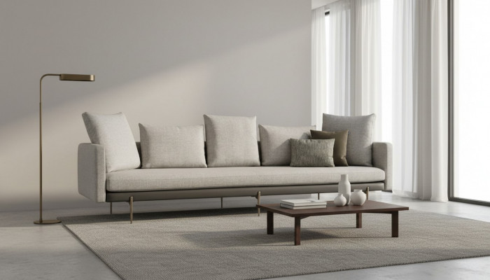 Luxus Sofa Gro Faarf Wunnzëmmer Polster Textil 5 Sëtzer Canapé Fënnef-Sëtzer