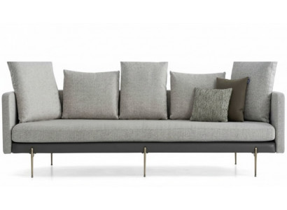 Modern 4-Sëtzer Sofa a groer Faarf fir d'Wunnzëmmer Polstere Stoff Dräisëtzer Canapé.