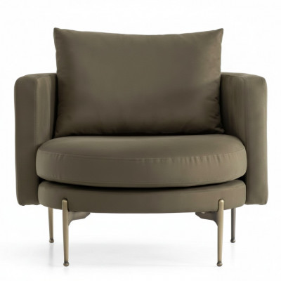 Fautteuil fir Wunnzëmmer modernen Design Holz mat Textil Rond Lounge Club