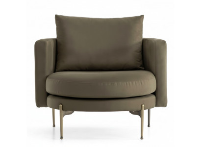 Fautteuil fir Wunnzëmmer modernen Design Holz mat Textil Rond Lounge Club