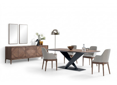 Luxus Set Fir Iesszëmmer 5tlg Dësch 4x Still mat Anrichte Dëscher Holz