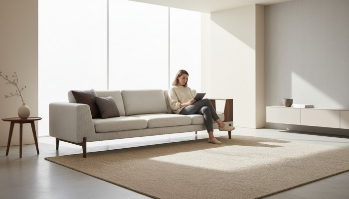 Luxus Stoff Sofa Fir Wunnzëmmer Modern Neit Sofa Grouss Sofa Textil Couchen