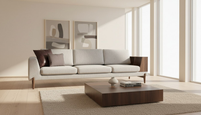 Luxus Stoff Sofa Fir Wunnzëmmer Modern Neit Sofa Grouss Sofa Textil Couchen
