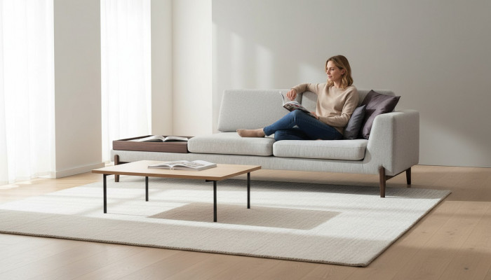 Luxus Wunnzëmmer Sofa Modernen Design Holz mat Textil Lounge Club Sofa Grouss