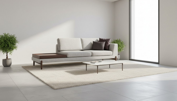 Luxus Wunnzëmmer Sofa Modernen Design Holz mat Textil Lounge Club Sofa Grouss