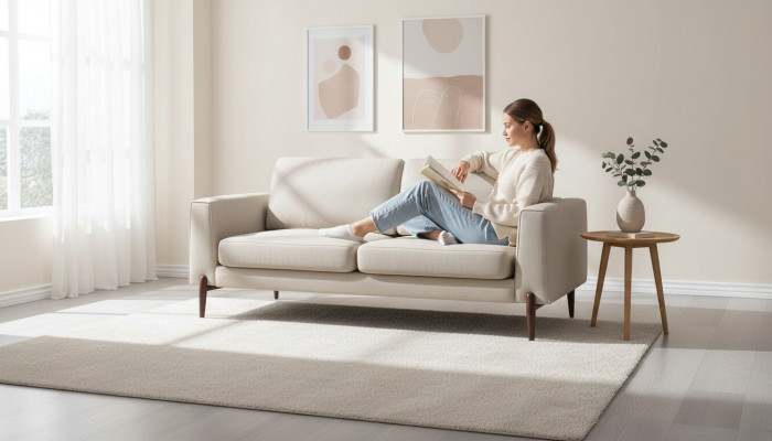 Luxus Wunnzëmmer Canapé Modernen Design Holz mat Textilien Canapéen Sofas