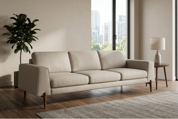 Luxus Sofa a grénger Faarf fir d'Wunnzëmmer Polster Textil Dräisëtzer Couch Couchen