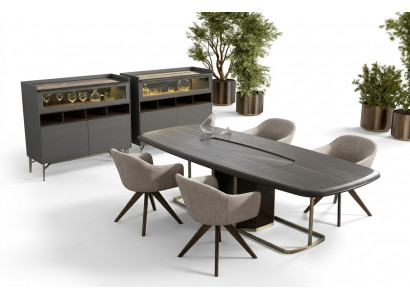 Holz Luxus Iesszëmmer Set Modernen Iessdësch 4x Still mat Anrichte Miwwelen