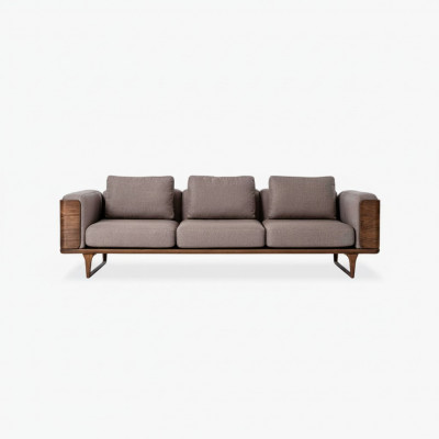 Luxus Wunnzëmmer Canapé Modernen Design Holz mat Textilien 270cm Grouss Canapéen