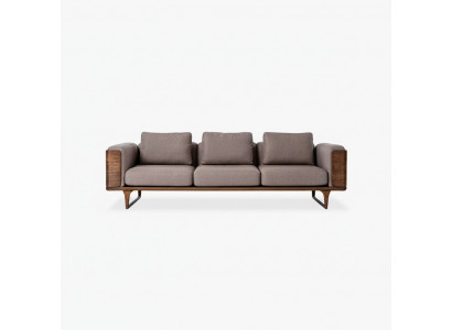 Luxus Wunnzëmmer Canapé Modernen Design Holz mat Textilien 270cm Grouss Canapéen