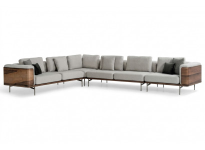 Wunnenzëmmer Eckcanapé L-Form Holz Modern mat Luxus Design Eckgarnitur
